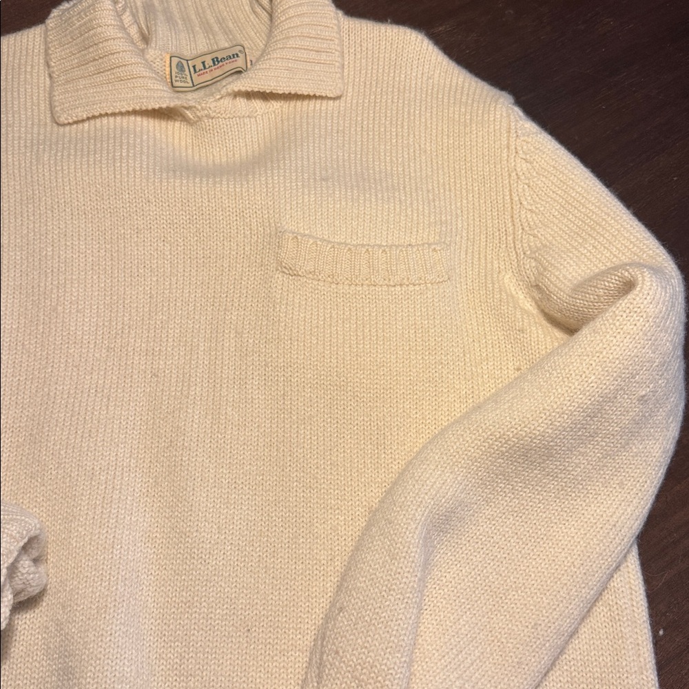 L.L. Bean Ivory Knit Pullover - Picture 4 of 12